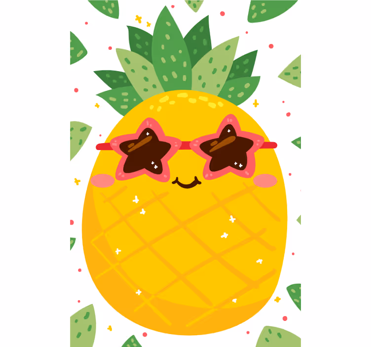 Pineapple with pink sunglasses  kitchen blind - TenStickers