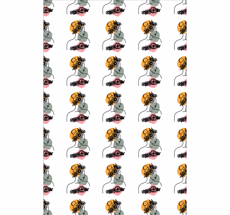 Stylized floral faces floral roller blind - TenStickers