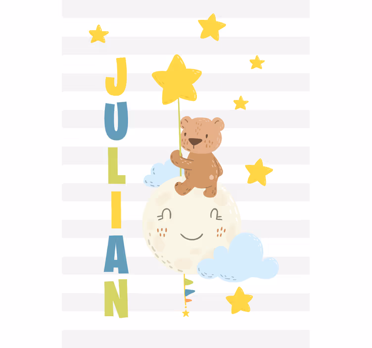 Bear holding star with name blind children - TenStickers
