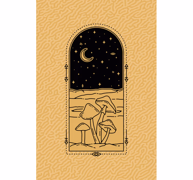 Mushroom Moonlit Scene animals blind - TenStickers