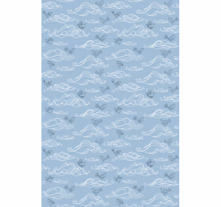 Flowing Waves and Birds cloud roller blind - TenStickers