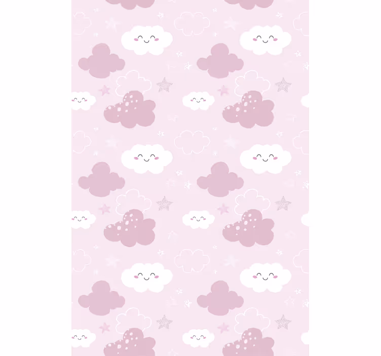 Pink clouds with white smiles kids roller blind - TenStickers