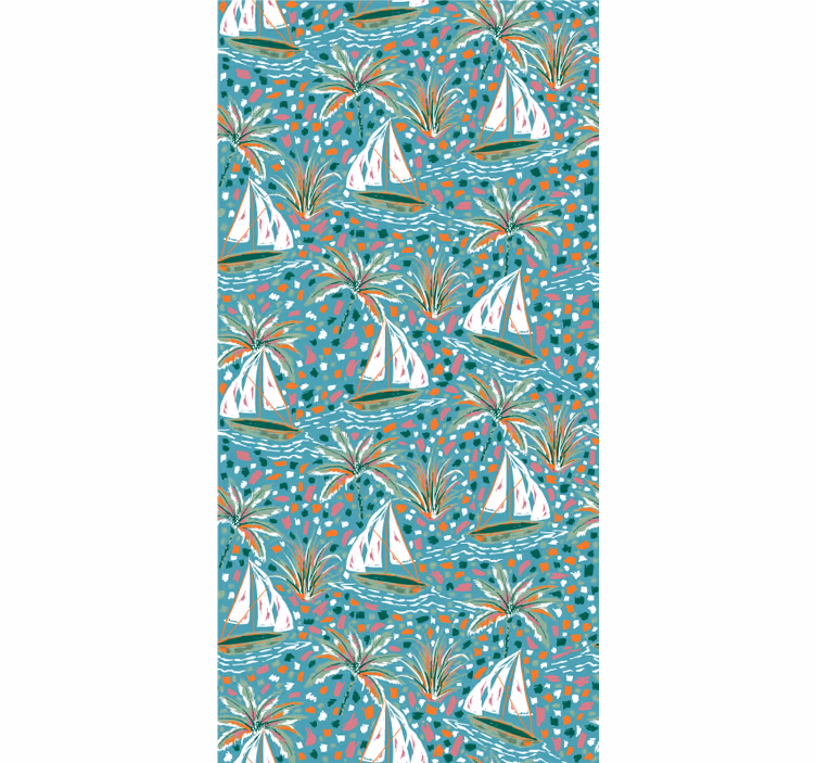 Sailing Boats and Palms floral roller blind - TenStickers