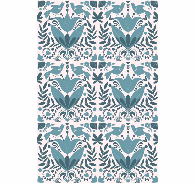 Pattern with Birds blind flowers and plants - TenStickers