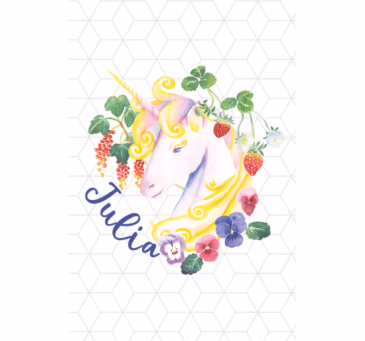 Floral unicorn with name blind children - TenStickers