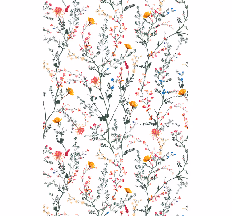 Floral Bird Pattern blind flowers and plants - TenStickers