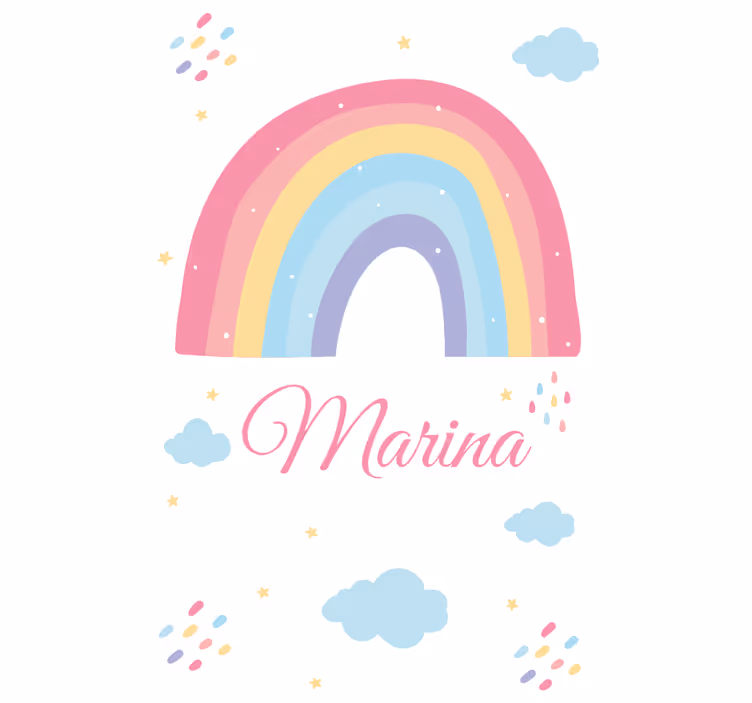 Pastel rainbow and cloud with name kids roller blind - TenStickers