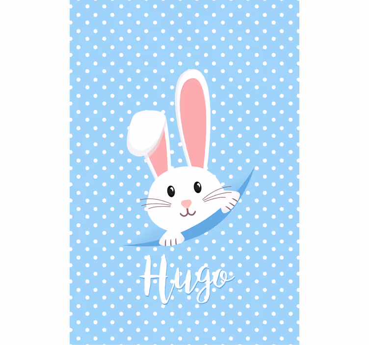White bunny with name nursery roller blind - TenStickers