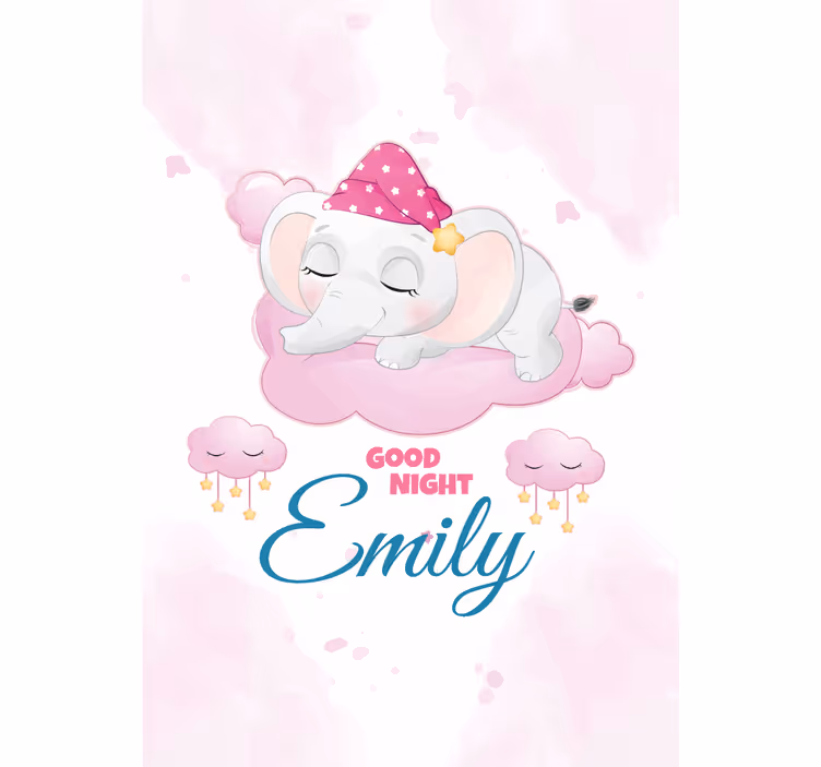 Sleeping elephant with name blind children - TenStickers
