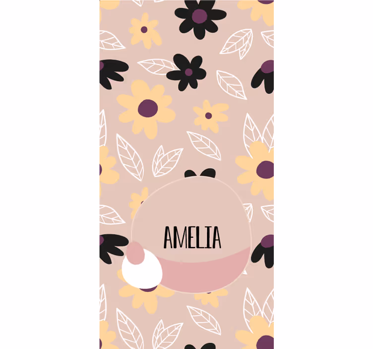 Custom Floral Name Design customised roller blind - TenStickers