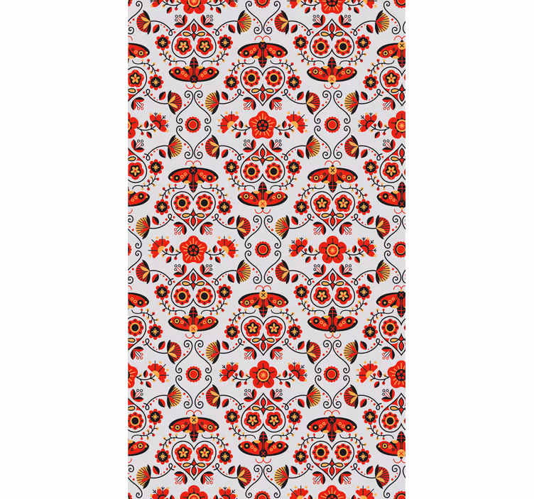 Polish red pattern floral roller blind - TenStickers