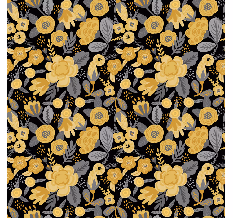 Yellow botanical pattern floral roller blind - TenStickers