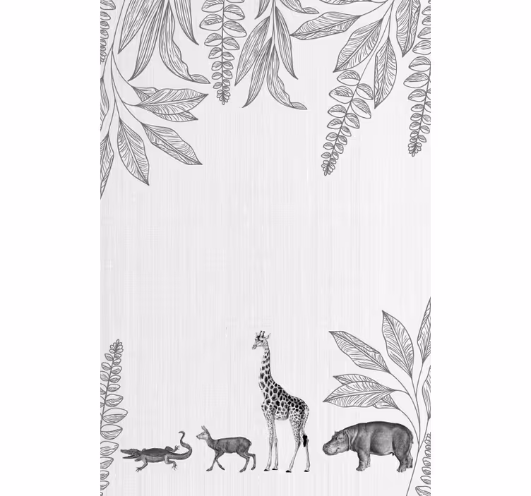 Safari animals and trees border childrens grey kitchen blind - TenStickers