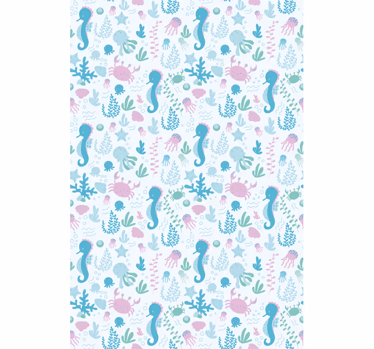 Seahorse pattern bathroom blind - TenStickers