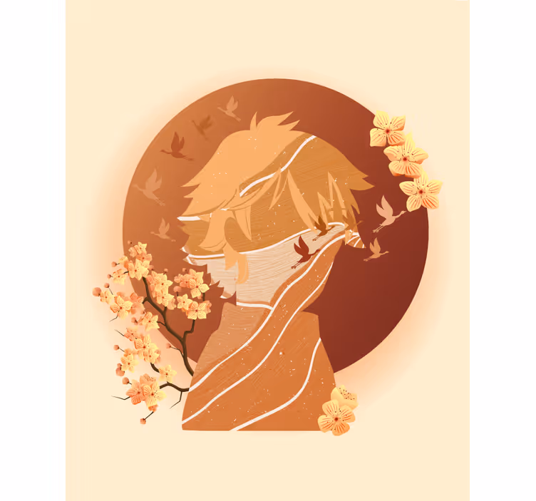 Asian nature silhouette art deco blind - TenStickers
