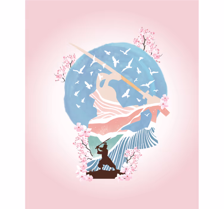 Elegant Samurai Silhouette art deco blind - TenStickers