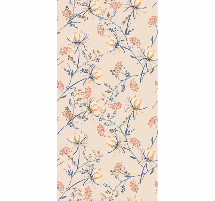 Floral Blossom Beige Pattern blind flowers and plants - TenStickers
