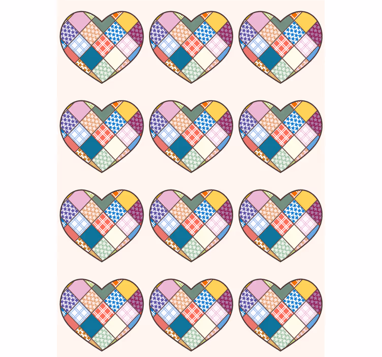 Colorful Patchwork Hearts love blind - TenStickers