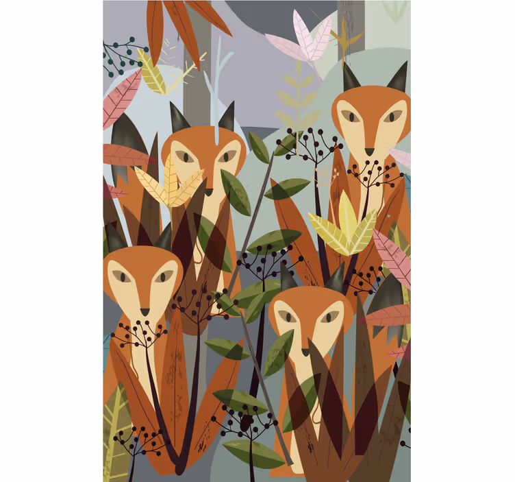 Charming foxes amidst foliage animals blind - TenStickers