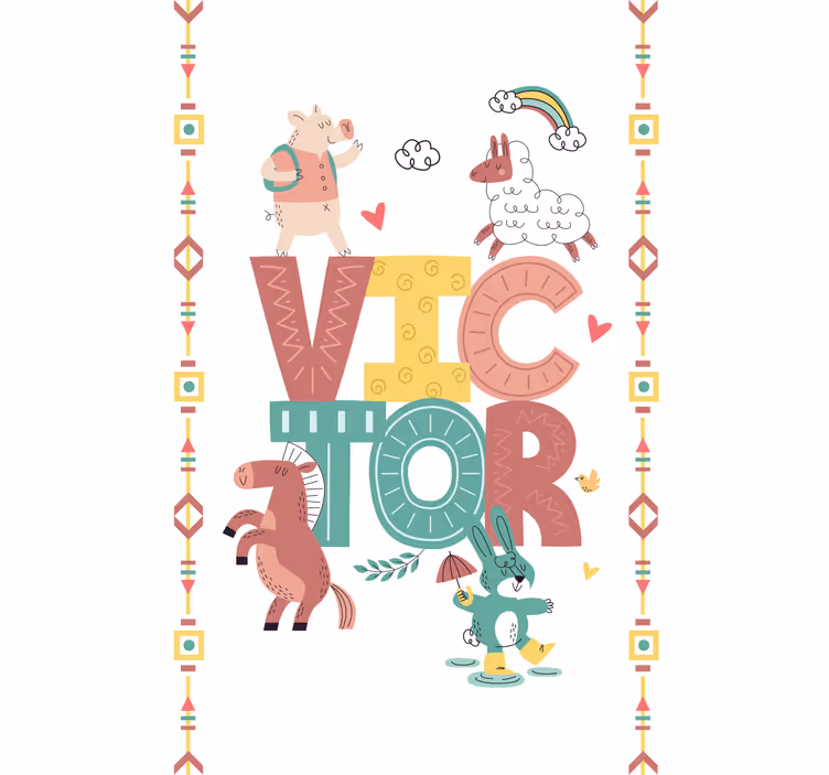 Boho animals with name blind children - TenStickers