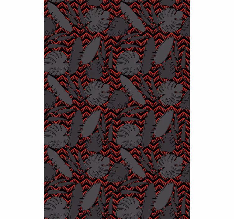 Tropical leaves over zigzag dining room blind - TenStickers