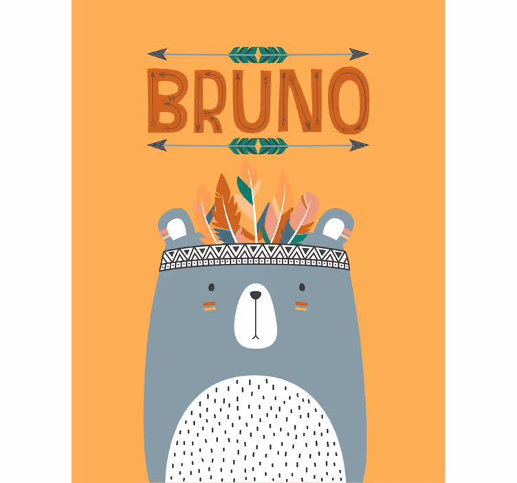 Blue Nordic bear with customizable name - TenStickers