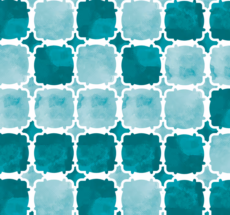 Watercolour blue tile pattern living room roller blind - TenStickers