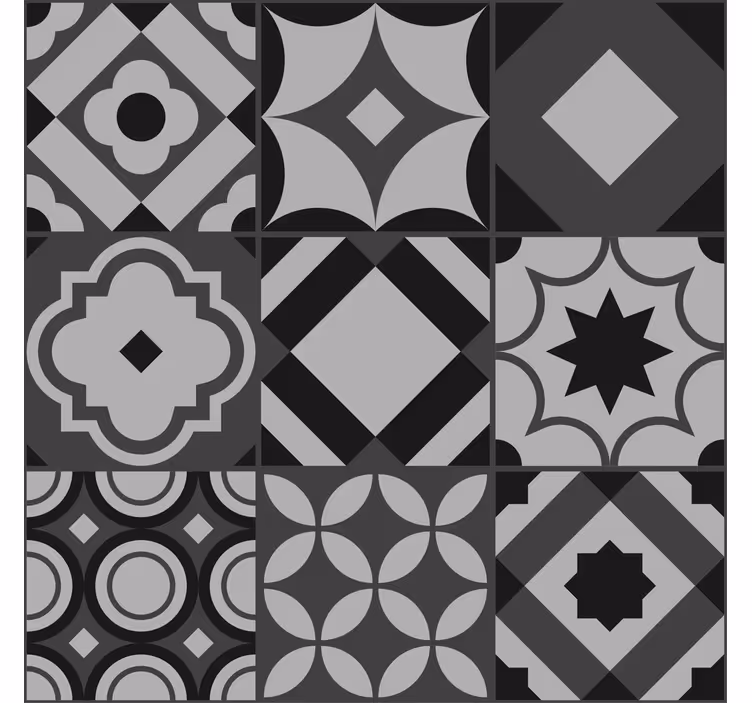 Tile pattern black modern kitchen blind - TenStickers