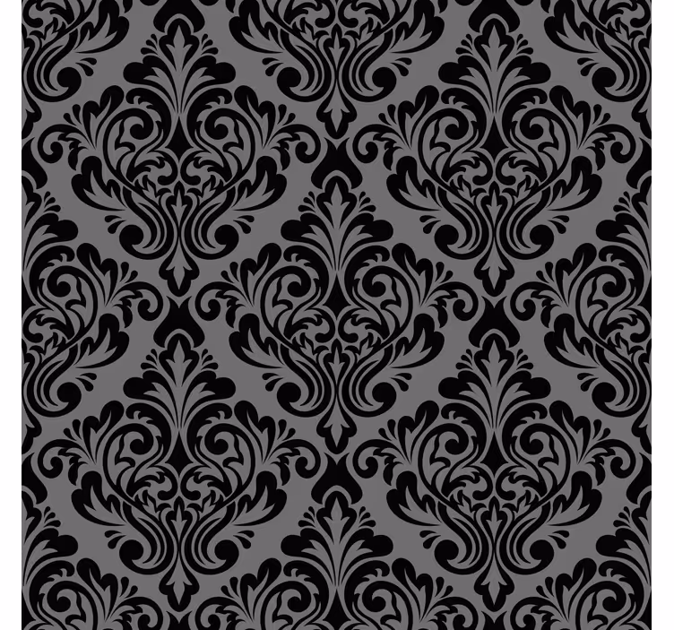 Black damask living room roller blind vintage blind - TenStickers