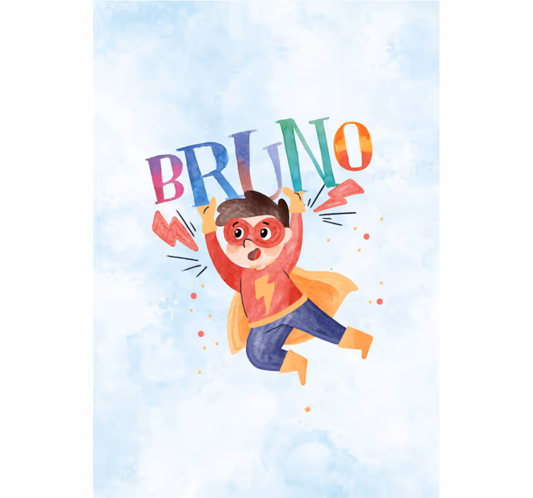 Watercolour superhero with name kids roller blind - TenStickers