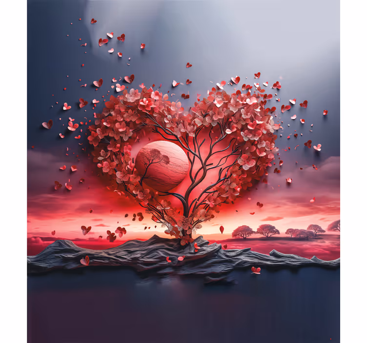 Heart tree romantic roller blind - TenStickers