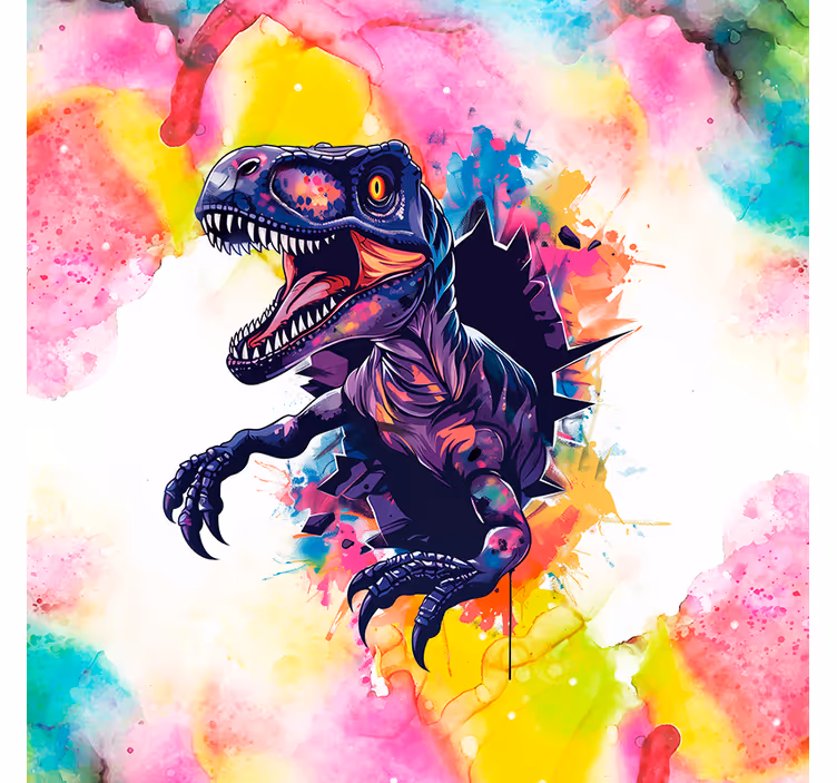 Saturated colours velociraptor dinosaur roller blind - TenStickers