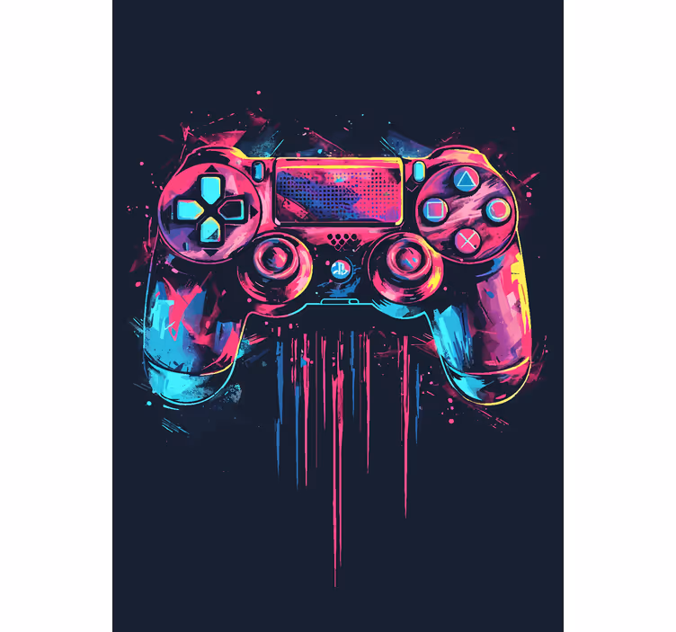 Blue pink ps4 controller gamer roller blind - TenStickers
