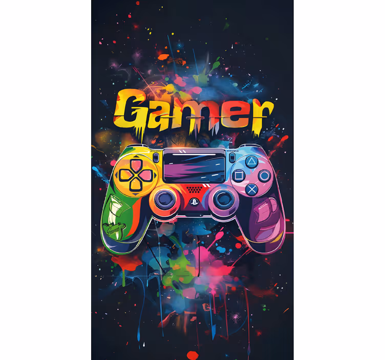 Multicolour ps4 controller gamer roller blind - TenStickers