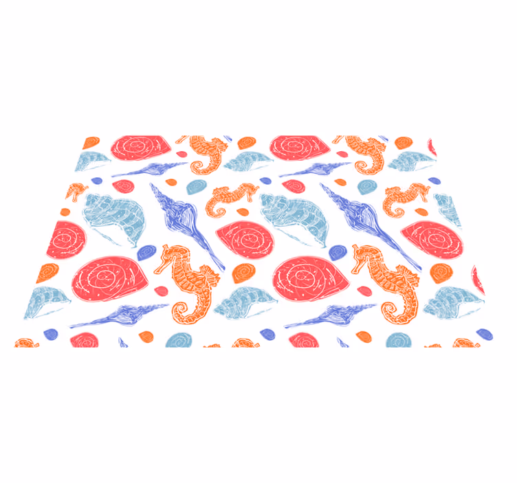 Original placemat seashells and seahorses design - TenStickers