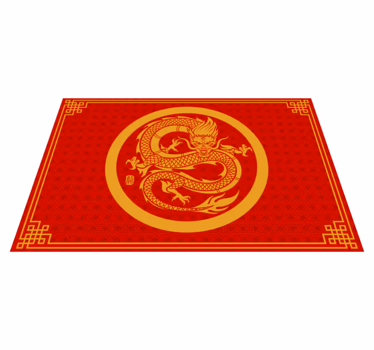 Original placemat dragon golden circle - TenStickers