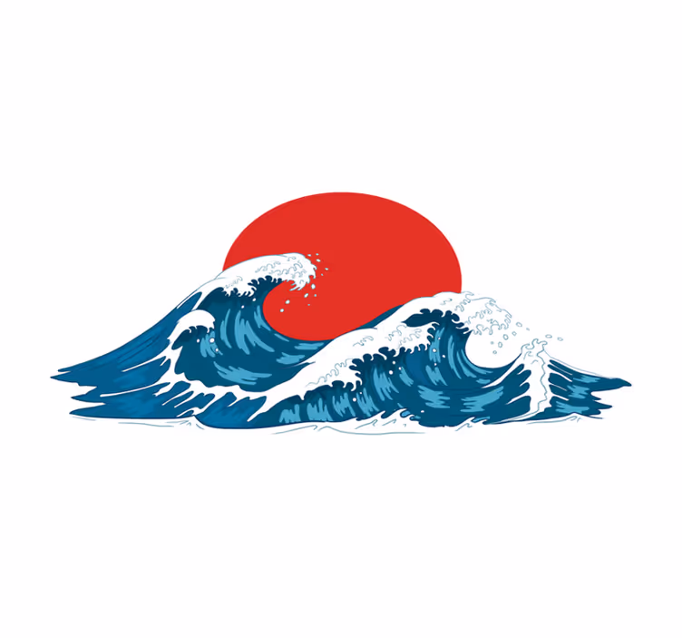 Original placemat waves and rising sun - TenStickers