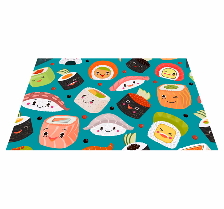 Children placemat cute sushi characters - TenStickers