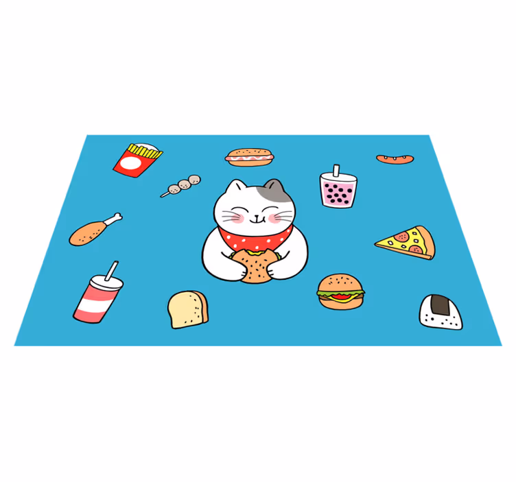 Children placemat cute cat dining - TenStickers