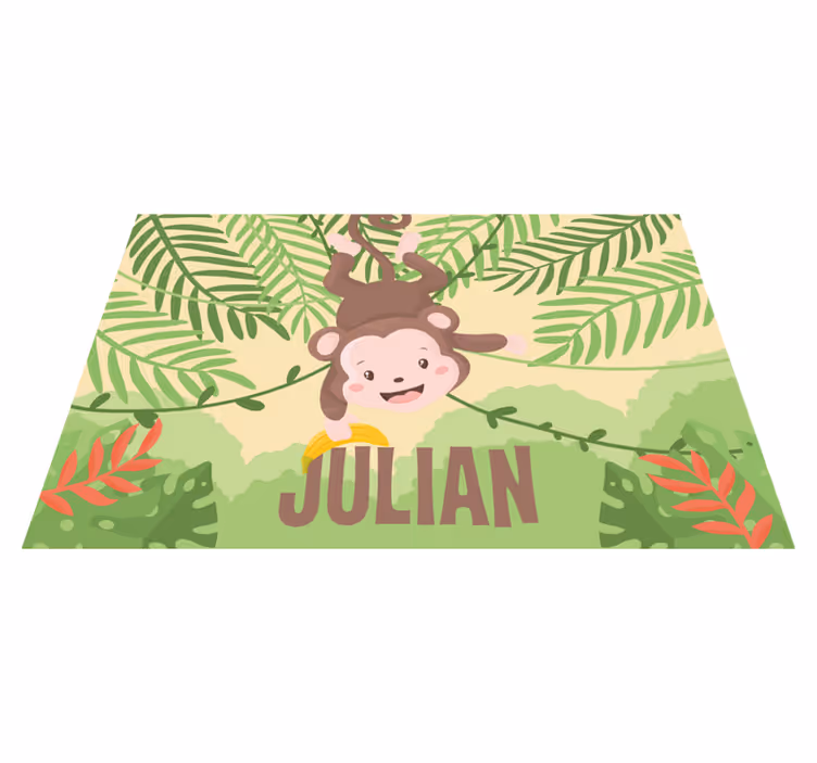 Little monkey on branch personalised children placemat - TenStickers
