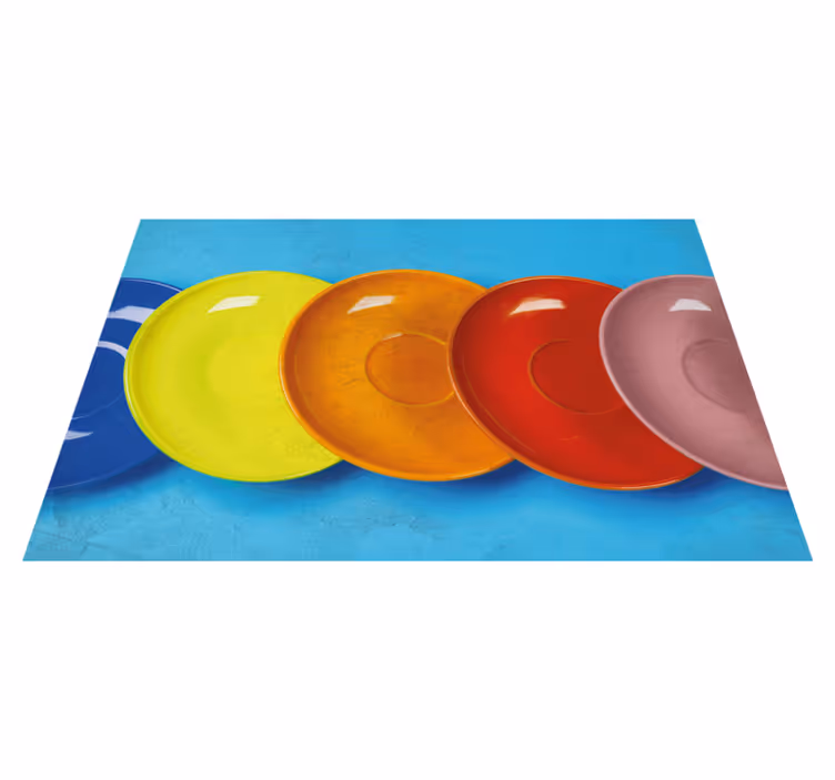 Modern placemat with colorful round dishes - TenStickers