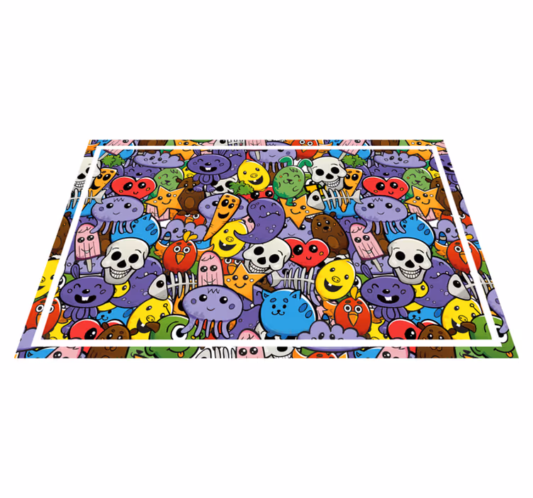 Children placemat with bright cartoon characters - TenStickers
