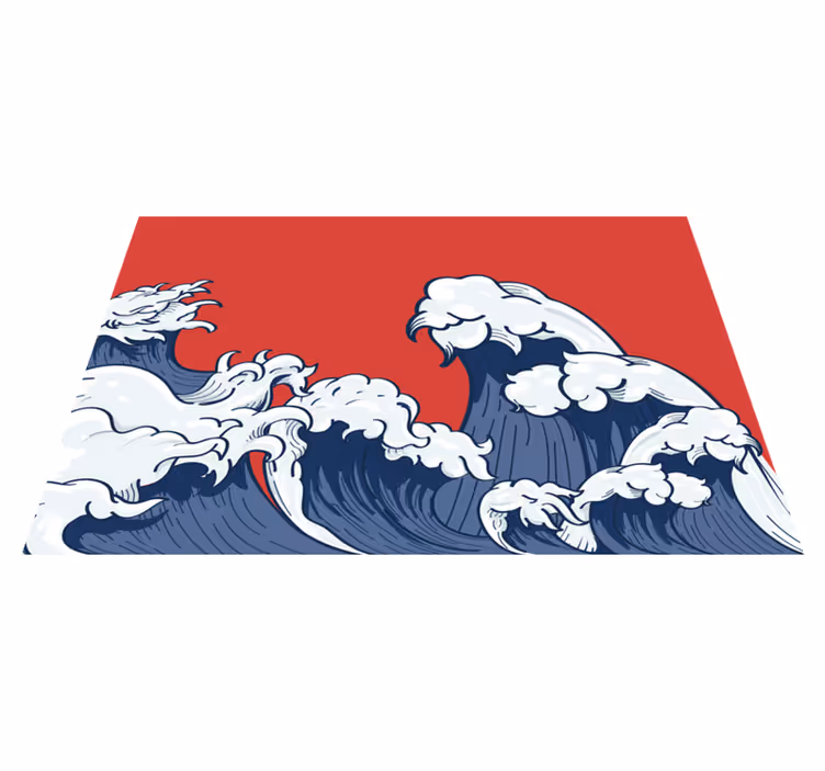Red Kanagawa wave original placemat - TenStickers