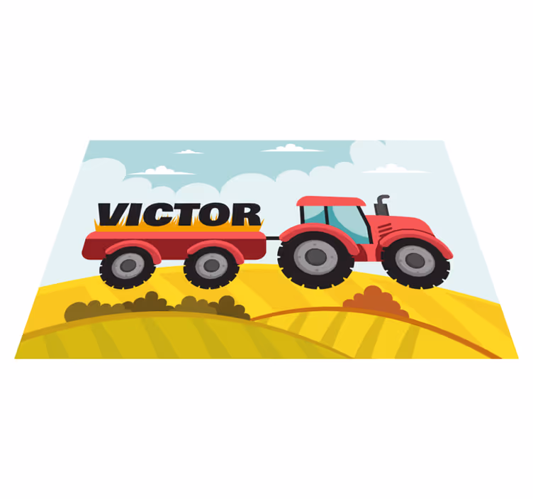 Colorful tractor and with name children placemat - TenStickers