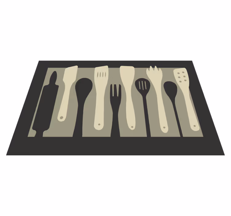 Original placemat with cooking tool silhouettes - TenStickers