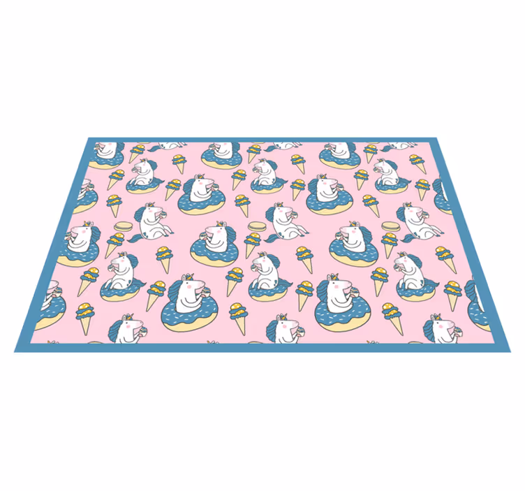 Children placemat unicorns eating ice cream - TenStickers