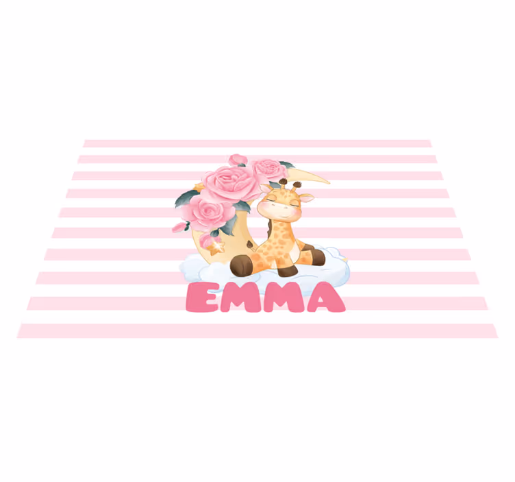 Cute animals giraffe with name children placemats - TenStickers