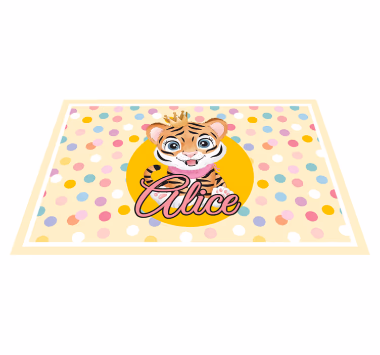Cute tiger for girl with name placemats - TenStickers