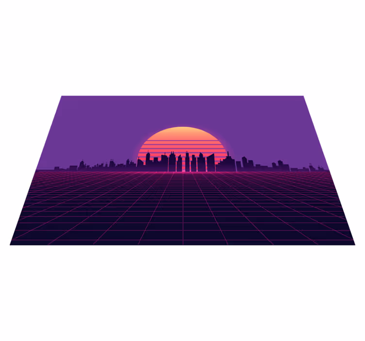Modern placemat sunset skyline perspective - TenStickers