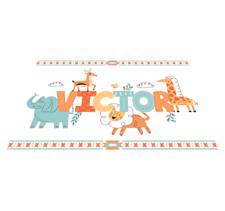 Children placemat animal name artwork - TenStickers